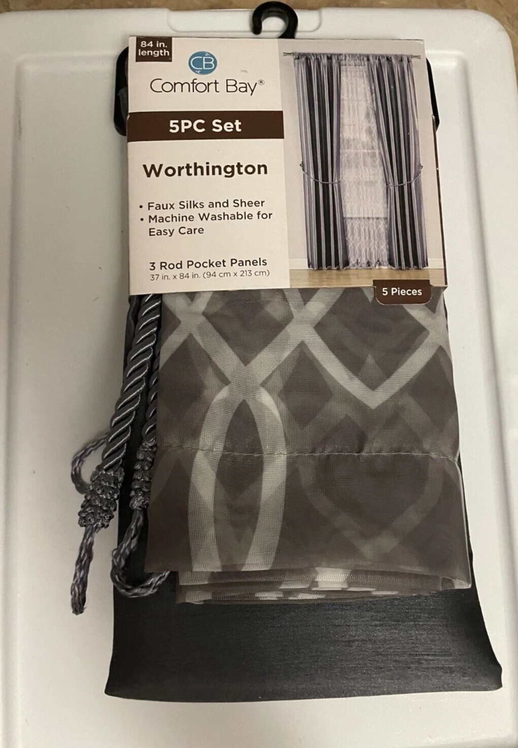 Comfort Bay Worthington Panels 37x84" Five Piece Set, Gray