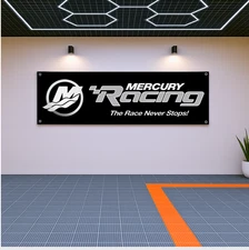 Mercury Racing Flag Banner 71x24" – Garage Wall Decor & Gift for Fans