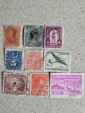Lot of 9 Latin American Stamps – Brazil, Uruguay, Bolivia, Honduras, Peru –refA8
