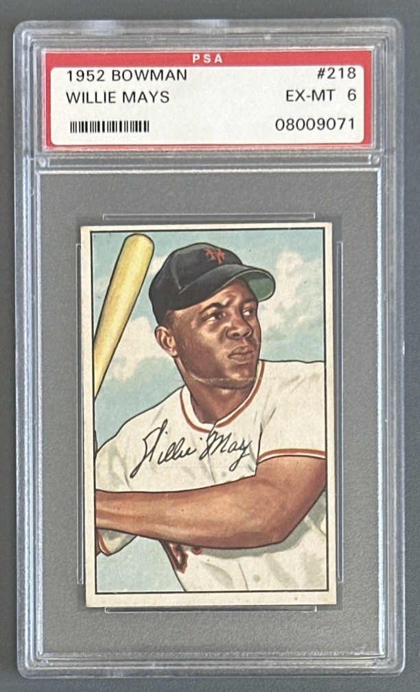 1952 Bowman Willie Mays New York Giants HOF Baseball Card #218 PSA EX-MT 6