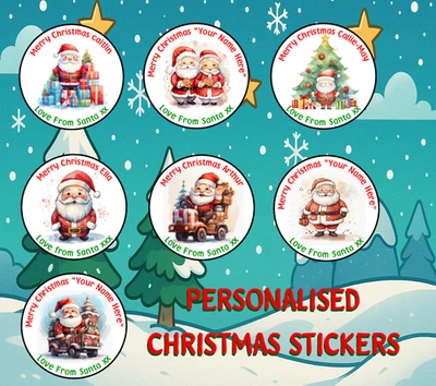 LABEL WARRIOR Personalised Christmas Stickers From Santa Father Christmas Present Labels
