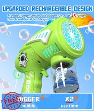 Rechargeable Bubble Gun Machine, LED Light, Kids Party Favors