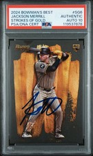 2024 Bowman's Best Strokes Of Gold Signed Jackson Merrill RC SSP PSA 10 Auto