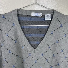Vintage English Sports Shop Bermuda Italian Virgin Wool Vest Size M- Anchors