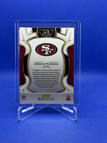 Jordan Watkins 2025 Panini Select Concourse Level Rookie RC #18 49ers - Imagen 2 de 2