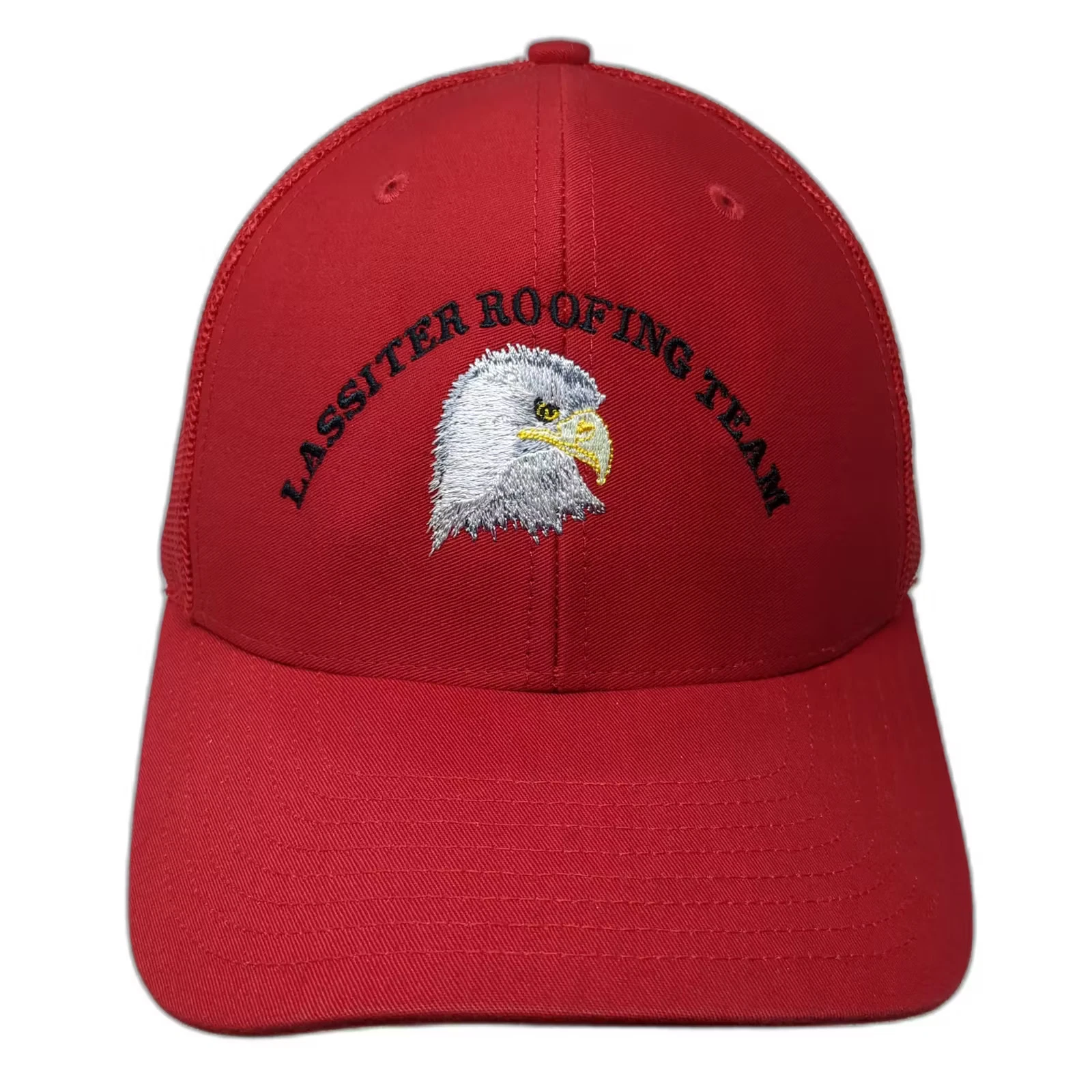 Richardson Trucker Hat Red OS Lassiter Roofing Team Eagle Embroidered Snapback