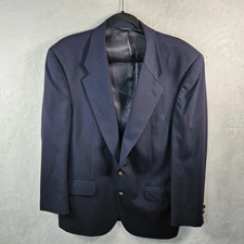 Burberrys Blazer Sport Coat Navy Blue Super 100s Wool Gold Buttons Mens Size 44R