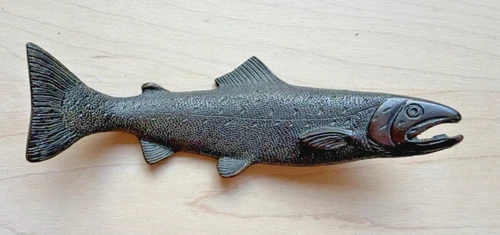Ron Cowle Atlantic Salmon The Hunt River Bronze Metal Cast Sculpture