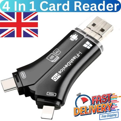 4 in 1 Typ-C USB TF Speicherkartenleser Adapter OTG für iPhone Android PC Handy