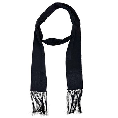 100% New Givenchy Scarf Black Scarf Long Fringe - Skinny Satin