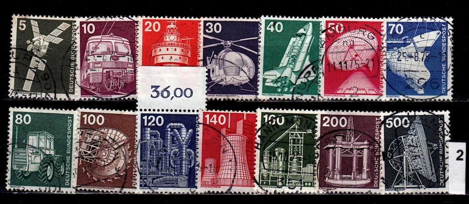 BRD 1975: Mi.Nr. 846 - 859 "Industrie + Technik" sauber gestempelt, siehe Bild 2 - Bild 1 von 1