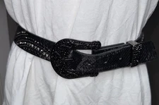 Black Bling Belt Boot Barn Small Big Buckle Country Western Rock Biker
