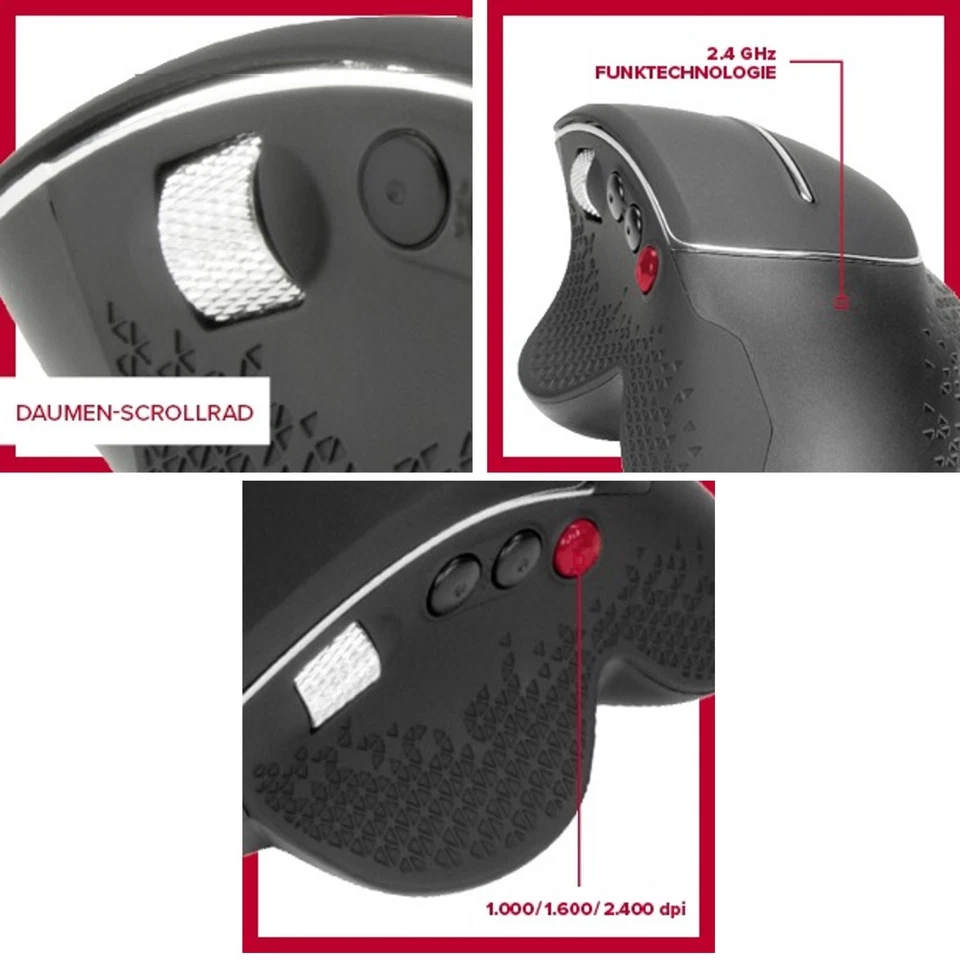 Speedlink LITIKO Ergonomisch Funk Maus Daumen-Scrollrad PC USB Wireless Mouse - Bild 3 von 4