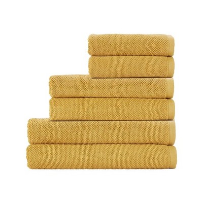 Brixton 6 Piece Towel Set | Saffron Yellow | 100% Cotton | Ultra Soft | Super...