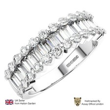 Diamond Eternity Ring In Platinum Labgrown Round & Baguette Cut Wedding Band