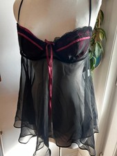 Dark coquette vintage black and deep rasberry babydoll 12/14