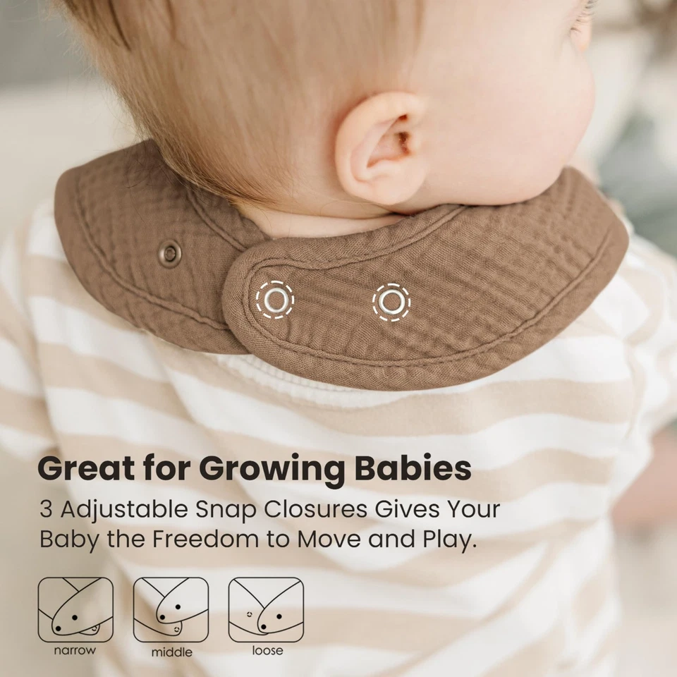 Муслиновые детские нагрудники-банданы из мягкого хлопка унисекс для мальчиков и девочек упаковка 10 шт. - Изображение 4 из 4