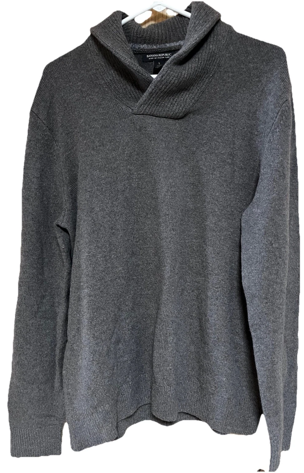Banana Republic 100% Merino Extra Fine Wool Sweater Gray Size Large