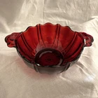Vtg 1939 Anchor Hocking Ruby Red Oyster And Pearl Handled Candy Dish
