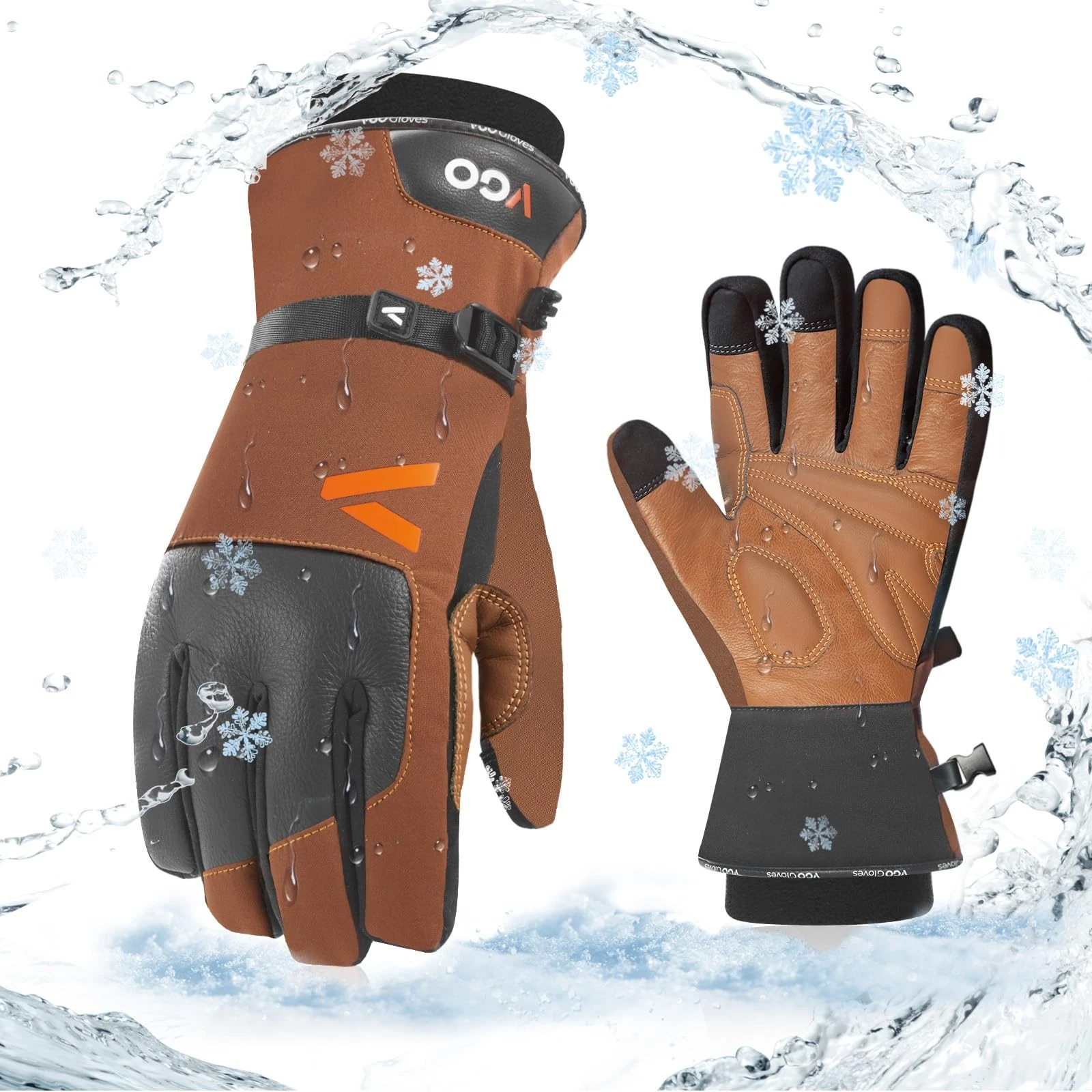 Vgo... -20/-4F Winter Work Gloves - Waterproof Insulated Cow Leather Gloves (...