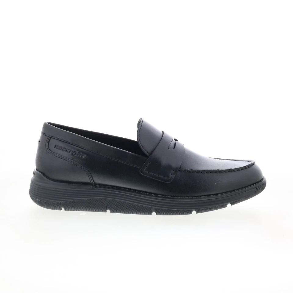Rockport Liam RMLIAM Mens Black Wide Leather Loafers & Slip Ons Penny Shoes
