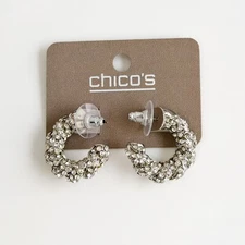 New Chicos Rhinestone C Hoop Earrings Gift Fashion Women Vacation Party Jewelry