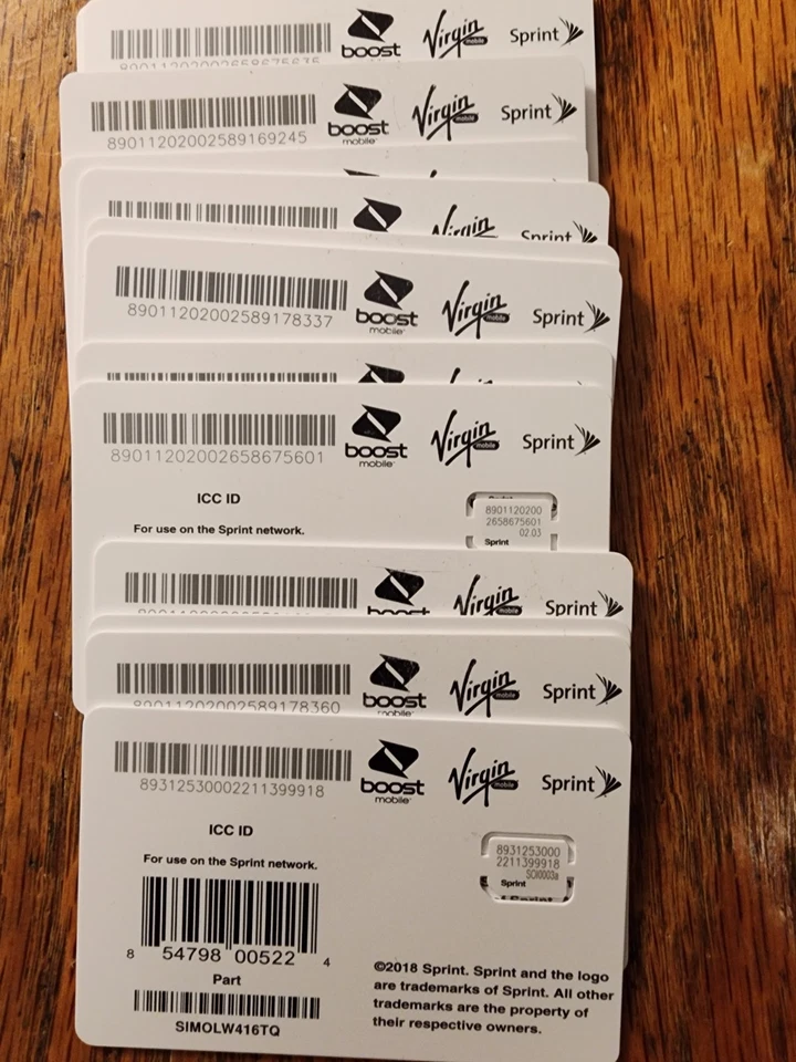 Sprint Sim Card SIMOLW416TQ Nano-Sim, Brand New and Unused, Boost Virgin Mobile - Image 3 of 3