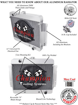Atom Champion 3 Row Radiator W/ 14'' Fan for 1969 1970 Chevrolet Impala #CC345