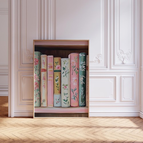 Pink and Green Library Reading Book Wall Art Print - Picture 5 of 6