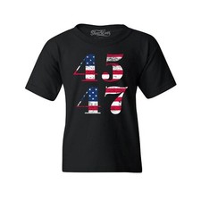 45 47 American Flag Donald Trump 2024 Youth's Kid's T-Shirt ReElect MAGA Shirts