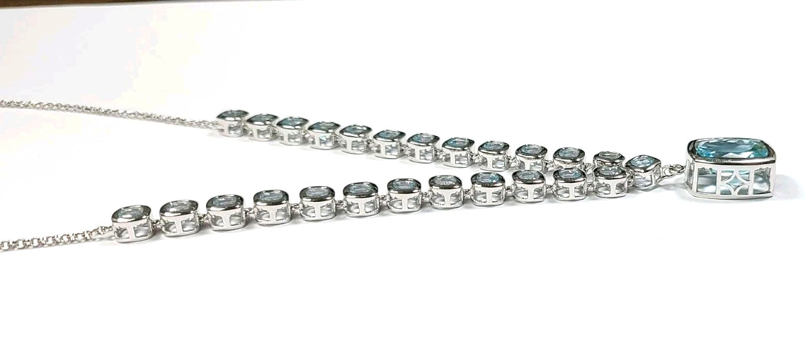 Sterling Silver Rectangular and Square Blue Glass… - image 4