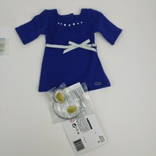 Nuevo Vestido American Girl Azul Estrás Tachonado ~ Diadema Plateada de Vacaciones ~ Joyería