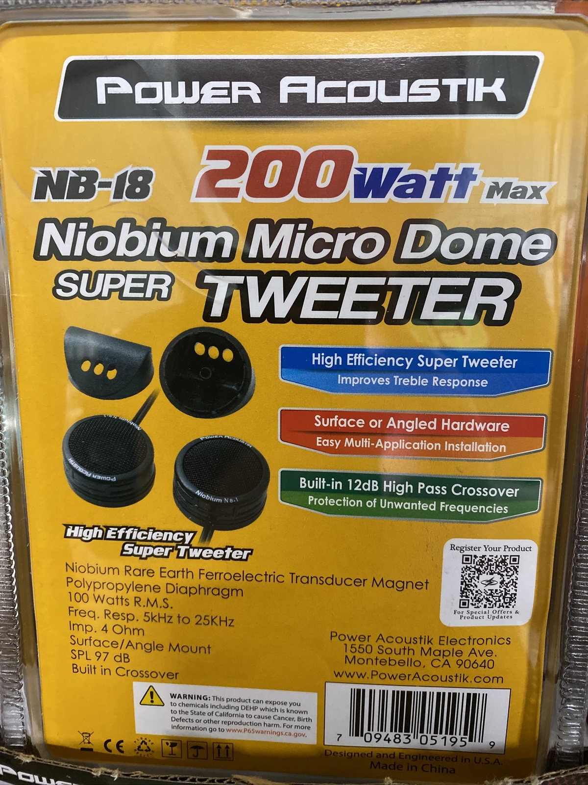 power acoustik tweeters nb 18