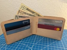 Full Grain Leather Bifold Wallet Veg Tan Billfold Mens Womens Gift Anniversary