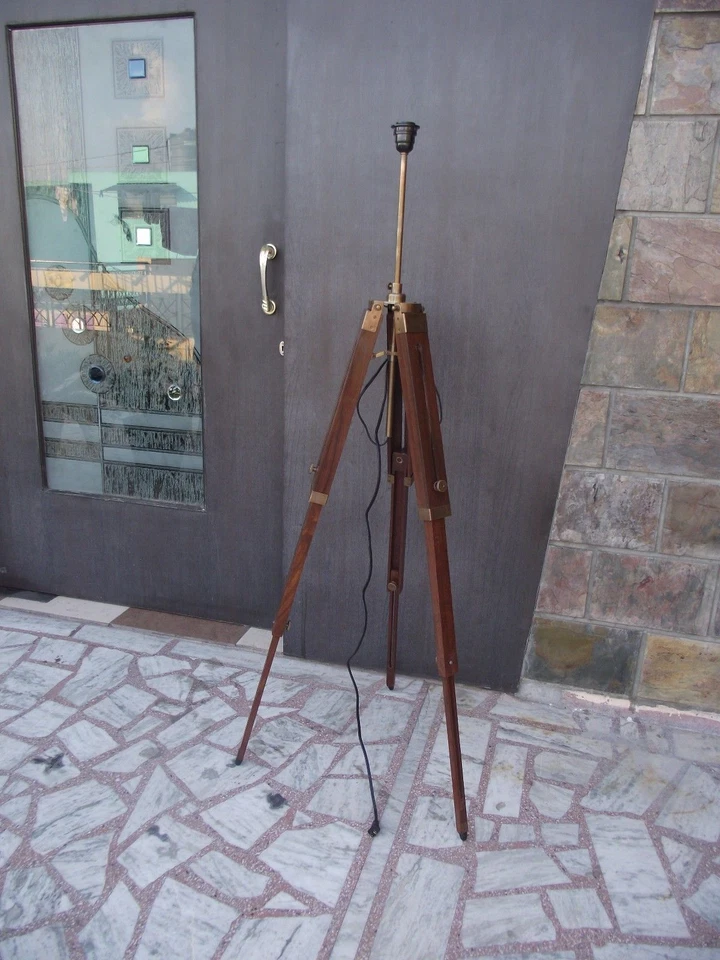 ROYAL NAUTICAL TRIPOD FLOOR ANTIQUE LAMP WOODEN TRIPOD LAMP STAND SHADE TRIPOD Foto 4 de 4