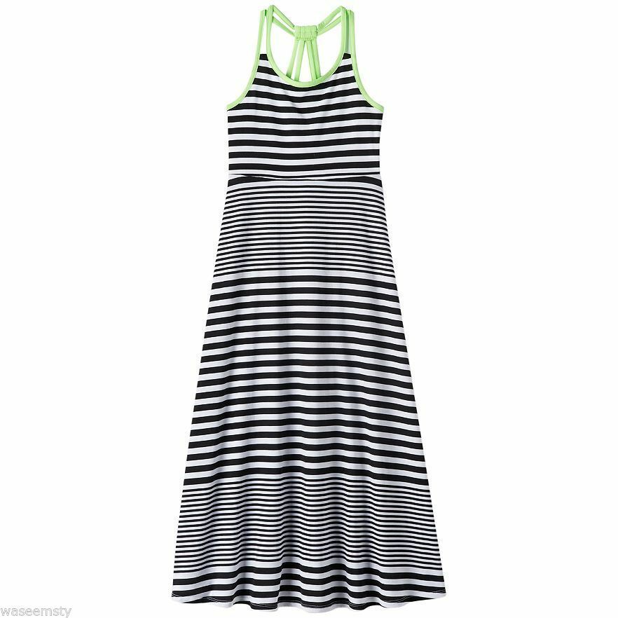 SO Strappy Racerback Maxi Long Neon Black White Stripe Dress Girls Plus 16 1/2 | eBay SO Strappy Racerback Maxi Long Neon Black White Stripe Dress Girls Plus 16 1/2 | eBay