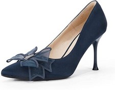Women Pointed Toe Stiletto Pumps Bowknot Slip on Sandals Dress Office Elegant Sa