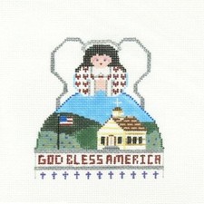Painted Pony God Bless America Angel Handpainted Needlepoint Canvas