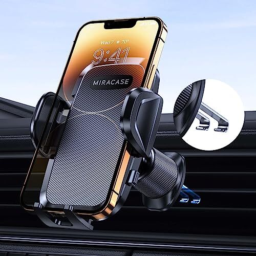 Car Phone Holder Mount, [Upgraded Dual Metal Hook Clip] Universal Phone Holde...