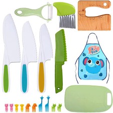 29 Pieces Montessori Kitchen Tools Playsets for Toddlers Kids, Kids Safe Knifes