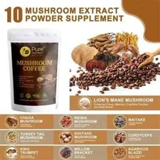 Organic 10 Mushroom Coffee - Highest Quality Delightful Taste - 50g