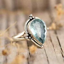 Aquamarine Ring 925 Sterling silver Beautiful Gift Statement Handmade Ring K-1