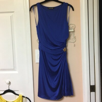 Sexy Roberto Cavalli Blue Mini Dress, It Size 40