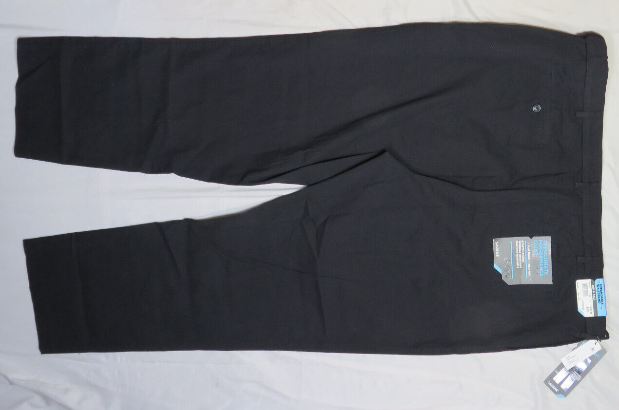 SAVANE MENS PANTS 48X32 BLACK KHAKI ULTIMATE PERFORMANCE CHINO STRAIGHT
