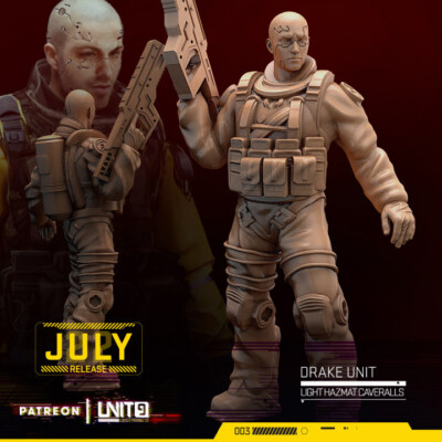 Light Hazmat Cyberpunk Unit9 Miniature 32mm Resin Printed Sci-Fi Tabletop