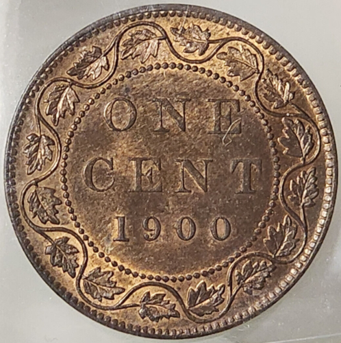 CANADA VICTORIA LARGE CENT 1900 - ICCS MS62 RED & BROWN - Picture 1 of 3