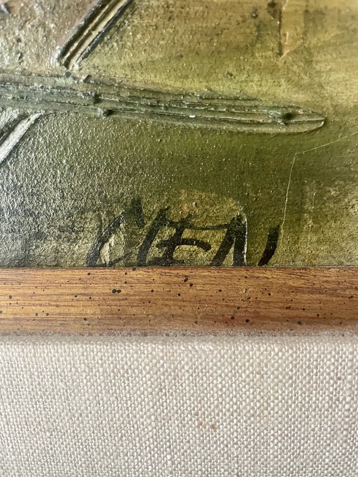 PINTURA AL ÓLEO ABSTRACTA MODERNA ETTA BENJAMIN CIEN AÑOS 60 EXPRESIONISTA VINTAGE Foto 4 de 4