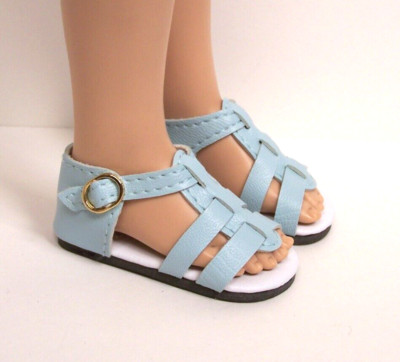 Lt Blue Strappy Sandals Doll Shoes For 16 Kish Spring Summer Winter Fall (Debs)