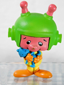 Vintage Space Alien Figure Russ Berrie Green Helmet Pink Martian