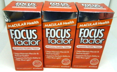 3x Focus Factor Macular Health Healthy Vision 60 Capsules Ea Retinol EXP 8/25